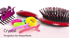  Presentation with octopus on isolated white - Slides enhanced with hair slide - hairbrush barrette and scrunchy isolated background and a lemonade colored foreground