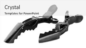  Presentation with professional - Slide deck consisting of hair slide - professional barrettes isolated on white background and a  colored foreground