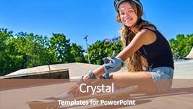  Presentation with fall-down - Beautiful theme featuring hair slide - teen girl wearing skateboard helmet backdrop and a  colored foreground