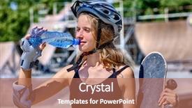  Presentation with teen girl - Amazing theme having hair slide - teen skateboarding his skateboard outdoor backdrop and a  colored foreground