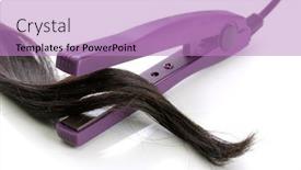  Presentation with hair - Amazing slide set having hair straighteners and hair isolated on white backdrop and a coral colored foreground