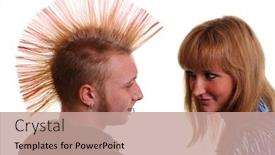  Presentation with punk - Presentation theme with hair style - punk blonde little girl background and a coral colored foreground