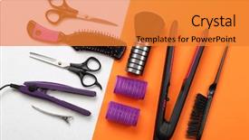  Presentation with barber - Slides consisting of hair styles - barber set with tools background and a gold colored foreground