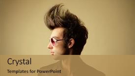  Presentation with turbine engine profile aviation technologies - Theme having hair styles - profile of guy with big background and a yellow colored foreground