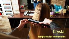  Presentation with curling - Colorful theme enhanced with hair stylist - woman hairdresser using curling iron backdrop and a tawny brown colored foreground