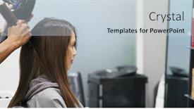  Presentation with hair salon - Theme with hair stylist dry hair in hair salon background and a lemonade colored foreground