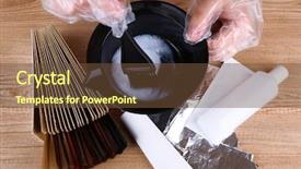  Presentation with hair - Presentation design consisting of hair stylist with hair samples background and a tawny brown colored foreground