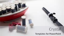  Presentation with tools - Slide deck having hair-tools-beauty-and-hairdressing background and a light gray colored foreground