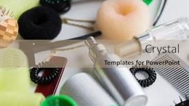  Presentation with tools - Slides having hair-tools-beauty-and-hairdressing background and a coral colored foreground