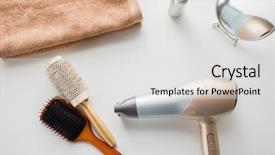  Presentation with hair - Slide deck having hair tools beauty and hairdressing background and a light gray colored foreground