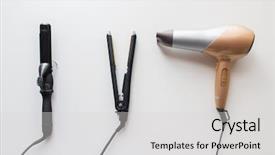  Presentation with curling - Audience pleasing PPT theme consisting of hair tools beauty and hairdressing backdrop and a light gray colored foreground