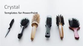  Presentation with tools - Colorful slide deck enhanced with hair-tools-beauty-and-hairdressing backdrop and a sky blue colored foreground