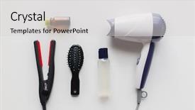  Presentation with hair brush - Beautiful slide deck featuring hair tools beauty and hairdressing backdrop and a light gray colored foreground