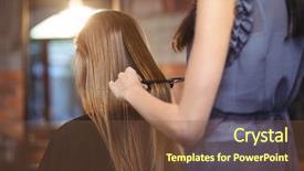  Presentation with hair salon - Presentation design consisting of hair trimmed at a salon background and a tawny brown colored foreground