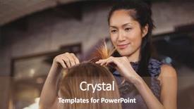  Presentation with hair salon - Audience pleasing slide deck consisting of hair trimmed at a salon backdrop and a tawny brown colored foreground