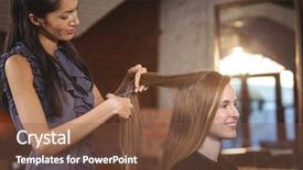  Presentation with hair salon - Audience pleasing presentation design consisting of hair trimmed at a salon backdrop and a tawny brown colored foreground