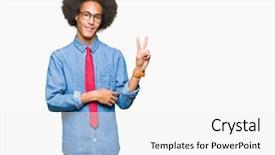  Presentation with african american business - Cool new PPT theme with hair wearing glasses and red backdrop and a  colored foreground