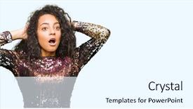  Presentation with curly hair - PPT theme with hair wearing night party dress background and a  colored foreground