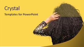  Presentation with curly hair - Colorful slide deck enhanced with hair wearing night party dress backdrop and a  colored foreground