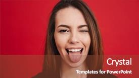  Presentation with long hair - Presentation with hair winking and showing tongue background and a tawny brown colored foreground