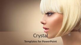  Presentation with bob hairstyle - Beautiful presentation theme featuring haircare - beautiful fashion blonde woman backdrop and a coral colored foreground