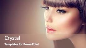  Presentation with long hair - Beautiful slide set featuring haircare - beauty woman with beautiful make backdrop and a coral colored foreground