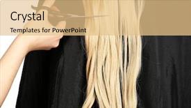  Presentation with haircut - Amazing theme having haircut blond hair on white background backdrop and a coral colored foreground