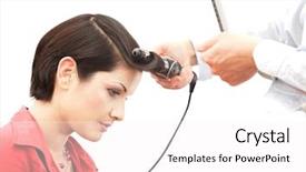  Presentation with beauty shop - Presentation enhanced with hairdo in the beauty background and a  colored foreground