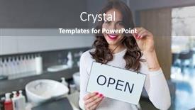  Presentation with hair salon - Colorful PPT theme enhanced with hairdresser at hair salon backdrop and a gray colored foreground