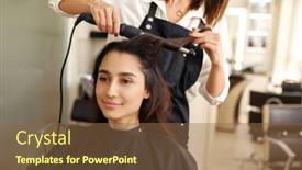  Presentation with hairdressing salon - Audience pleasing PPT theme consisting of hairdresser-curls-woman-s-hair backdrop and a tawny brown colored foreground