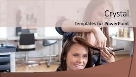  Presentation with hair tools and hairdressing concept - Presentation having hairdresser cutting client's hair background and a lemonade colored foreground