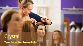  Presentation with apprentice - Cool new slides with hairdresser haidressing apprentice student training backdrop and a tawny brown colored foreground