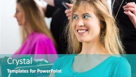  Presentation with curling - Beautiful slides featuring hairdresser-hair-stylist-curling-hairs backdrop and a  colored foreground