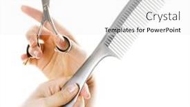  Presentation with tools - PPT theme featuring hairdresser-hands-with-work-tools background and a white colored foreground