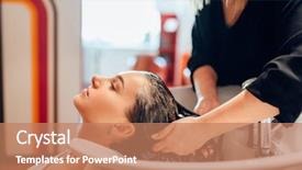  Presentation with hair - Beautiful theme featuring hairdresser washes customer hair backdrop and a coral colored foreground