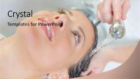  Presentation with hair - Beautiful presentation design featuring hairdresser washing a woman's hair backdrop and a coral colored foreground