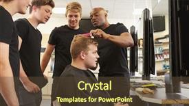  Presentation with helping students to succedd - Cool new theme with hairdressing - teacher helping students training backdrop and a tawny brown colored foreground