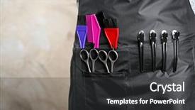  Presentation with black light - Colorful PPT layouts enhanced with hairdressing business - person in black apron backdrop and a dark gray colored foreground