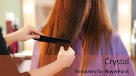  Presentation with hairdressing salon - PPT theme featuring hairdressing business - professional hairdresser working with client background and a red colored foreground