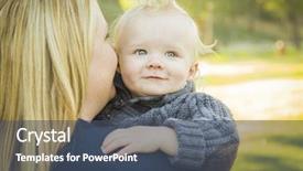  Presentation with mother baby - Colorful presentation theme enhanced with haired blue eyed baby boy backdrop and a ocean colored foreground