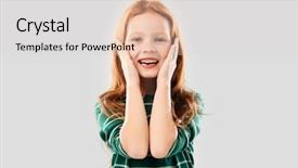  Presentation with red stripe - PPT theme with haired girl in green stripe background and a lemonade colored foreground