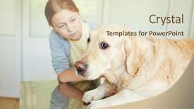  Presentation with soothing - Audience pleasing PPT layouts consisting of haired girl petting and soothing backdrop and a sky blue colored foreground