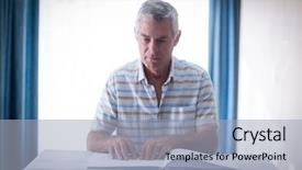  Presentation with blind - Theme with hairing impaired - blind man reading a braille background and a light gray colored foreground
