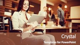  Presentation with how to level up engagement digital workplace gamification - PPT theme enhanced with hairing impaired - disabled young businesswoman using digital background and a red colored foreground