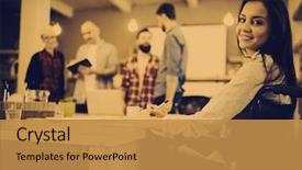  Presentation with creative writing - Amazing presentation having hairing impaired - portrait of confident disabled businesswoman backdrop and a gold colored foreground