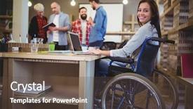  Presentation with confident - Audience pleasing theme consisting of hairing impaired - portrait of confident disabled businesswoman backdrop and a tawny brown colored foreground