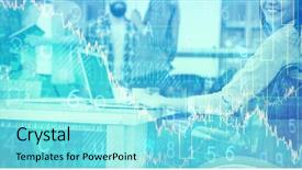  Presentation with shares - Presentation theme enhanced with hairing impaired - stocks and shares against confident background and a arctic colored foreground