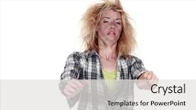  Presentation with electric - Cool new PPT layouts with hairing impaired - woman suffering from electric shock backdrop and a light gray colored foreground