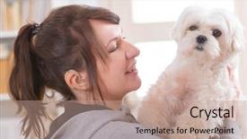  Presentation with deaf - Colorful slides enhanced with hairing impaired - young smiling woman wearing deaf backdrop and a coral colored foreground