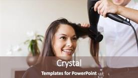  Presentation with nail salon beauty nails concept - Presentation design featuring hairstyle and people concept - happy background and a tawny brown colored foreground